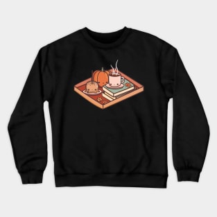 Fall Feels - coffee, caramel apple, pumpkin, books, and autumn leaves Crewneck Sweatshirt